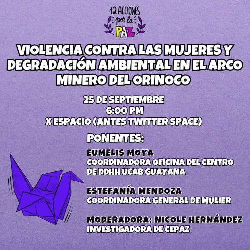 thumbnailimage of 🕊️☮️ X Espacio: Violencia contra las mujeres y degradación ambiental en el Arco Minero del Orinoco